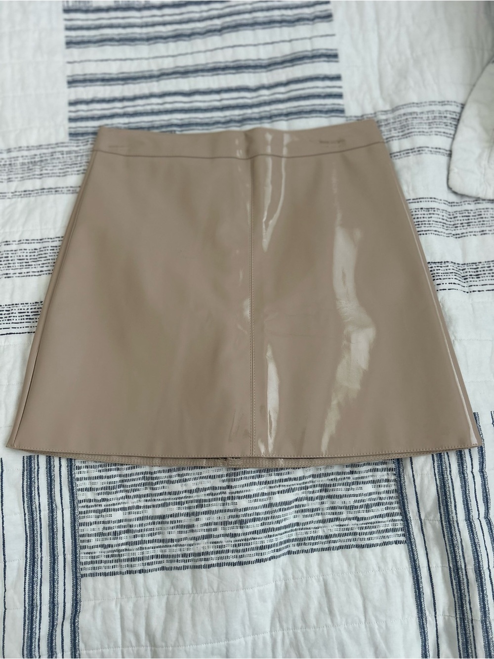 BEIS Taupe Patent Faux Leather Mini Skirt
